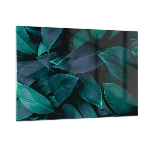 Wandbilder Dekoration Wohnzimmer Blätter Natur Botanik Bilder auf Glas 120x80cm Glasbild Schlafzimmer Küche Deko Wand Kunstdruck Art Groß XXL Wanddeko Bild im Glas Modern Wall Decor GAA120x80-5374 von ARTTOR