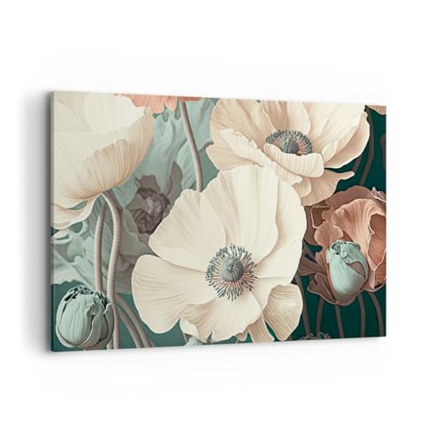 Wandbilder Dekoration Wohnzimmer Blumen Pflanzen Pastell Bilder auf Leinwand 120x80cm Leinwandbild Schlafzimmer Küche Deko Wand Kunstdruck Art Groß XXL Wanddeko Bild Wall Decor Canvas AA120x80-5925 von ARTTOR