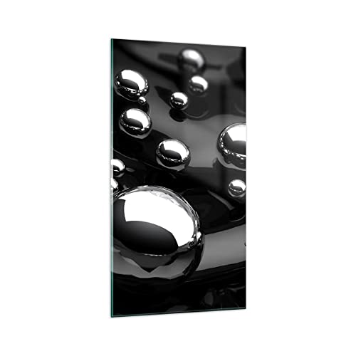 Wandbilder Dekoration Wohnzimmer Chrom Metall Reflexion Bilder auf Glas 65x120cm Glasbild Schlafzimmer Küche Deko Wand Kunstdruck Art Groß XXL Wanddeko Bild im Glas Modern Wall Decor GPA65x120-2525 von ARTTOR