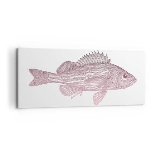 Wandbilder Dekoration Wohnzimmer Fisch Unterwasser Minimalistisch Panorama Bilder auf Leinwand 120x50cm Leinwandbild Schlafzimmer Wand Kunstdruck Art Groß Wanddeko Bild Wall Decor Canvas AB120x50-5919 von ARTTOR