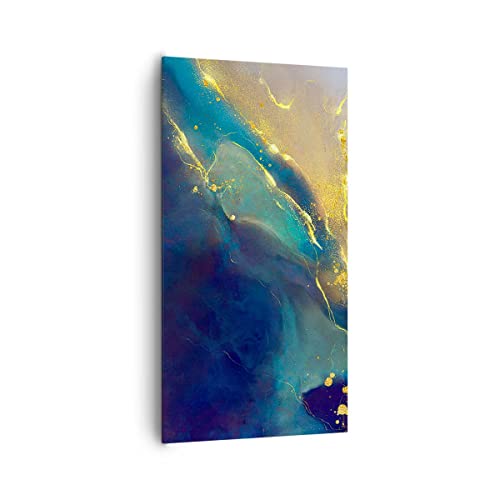 Wandbilder Dekoration Wohnzimmer Gold Granate Abstraktion Bilder auf Leinwand 65x120cm Leinwandbild mit Rahmen Schlafzimmer Küche Deko Wand Kunstdruck Art Wanddeko Bild Wall Decor Canvas PA65x120-4753 von ARTTOR