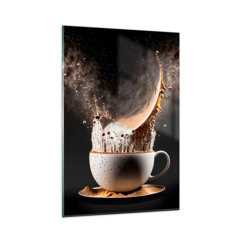 Wandbilder Dekoration Wohnzimmer Kaffee Milch Tasse Bilder auf Glas 80x120cm Glasbild Schlafzimmer Küche Deko Wand Kunstdruck Art Groß XXL Wanddeko Bild im Glas Modern Wall Decor GPA80x120-5718 von ARTTOR