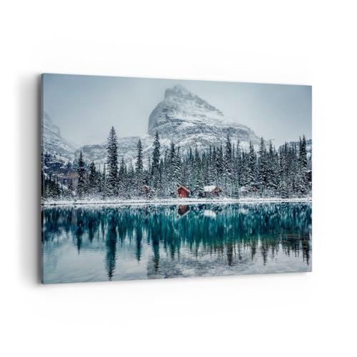 Wandbilder Dekoration Wohnzimmer Landschaft Kanada Winter Bilder auf Leinwand 120x80cm Leinwandbild Schlafzimmer Küche Deko Wand Kunstdruck Art Groß XXL Wanddeko Bild Wall Decor Canvas AA120x80-5885 von ARTTOR