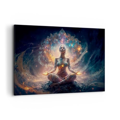 Wandbilder Dekoration Wohnzimmer Meditation Yoga Energie Bilder auf Leinwand 120x80cm Leinwandbild Schlafzimmer Küche Deko Wand Kunstdruck Art Groß XXL Wanddeko Bild Wall Decor Canvas AA120x80-5781 von ARTTOR