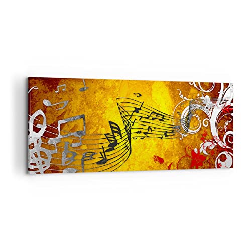 Wandbilder Dekoration Wohnzimmer Musik Konzert Spaß Blume Panorama Bilder auf Leinwand 120x50cm Leinwandbild Schlafzimmer Küche Wand Kunstdruck Art Groß Wanddeko Bild Wall Decor Canvas AB120x50-1964 von ARTTOR