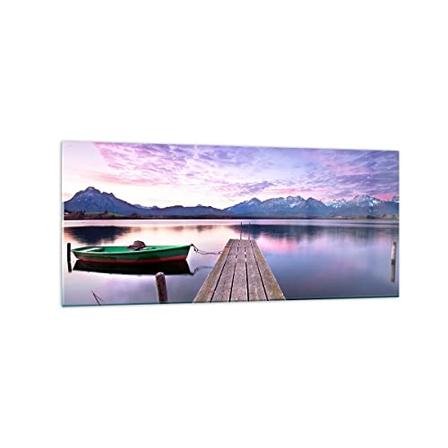 Wandbilder Dekoration Wohnzimmer See Berge Wasser Panorama Bilder auf Glas 120x50cm Glasbild Schlafzimmer Küche Wand Kunstdruck Art Groß Wanddeko Bild im Glas Modern Wall Decor GAB120x50-3671 von ARTTOR