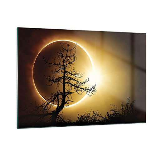 Wandbilder Dekoration Wohnzimmer Sonnenfinsternis die Sonne Baum Bilder auf Glas 120x80cm Glasbild Schlafzimmer Küche Deko Wand Kunstdruck Art Groß XXL Wanddeko Bild im Glas Modern GAA120x80-4349 von ARTTOR