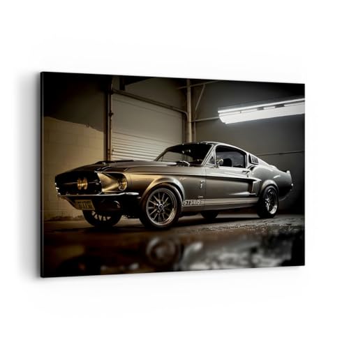 Wandbilder Dekoration Wohnzimmer Sportwagen Retro Klassisch Bilder auf Leinwand 120x80cm Leinwandbild Schlafzimmer Küche Deko Wand Kunstdruck Art Groß XXL Wanddeko Bild Wall Decor Canvas AA120x80-5779 von ARTTOR