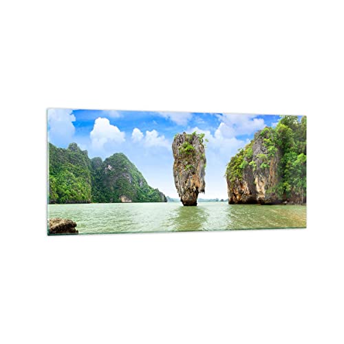 Wandbilder Dekoration Wohnzimmer Stein Strand Landschaft Panorama Bilder auf Glas 120x50cm Glasbild Schlafzimmer Küche Wand Kunstdruck Art Groß Wanddeko Bild im Glas Modern Wall Decor GAB120x50-0224 von ARTTOR