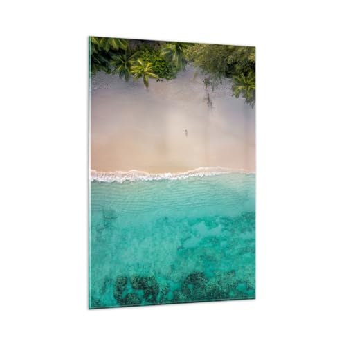 Wandbilder Dekoration Wohnzimmer Strand Tropen Rand Bilder auf Glas 80x120cm Glasbild Schlafzimmer Küche Deko Wand Kunstdruck Art Groß XXL Wanddeko Bild im Glas Modern Wall Decor GPA80x120-5000 von ARTTOR