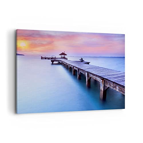 Wandbilder Dekoration Wohnzimmer Strand Wasser Meer Urlaub Bilder auf Leinwand 120x80cm Leinwandbild Schlafzimmer Küche Deko Wand Kunstdruck Art Groß XXL Wanddeko Bild Wall Decor Canvas AA120x80-2450 von ARTTOR