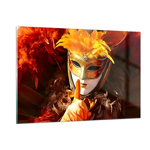 Wandbilder Dekoration Wohnzimmer Venezianische Maske bunt Karneval Bilder auf Glas 120x80cm Glasbild Schlafzimmer Küche Deko Wand Kunstdruck Art Groß XXL Wanddeko Bild im Glas Modern GAA120x80-0420 von ARTTOR