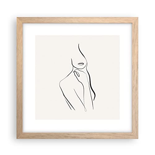 Wandposter Art Prints 30x30cm Poster Rahmen helle Eiche Frau Skizze Zeichnung Küche Wanddeko Bild Wand Kunstdruck Deko Wandbilder Dekoration Wohnzimmer Schlafzimmer Modern Wall Art P2NAC30x30-5045 von ARTTOR