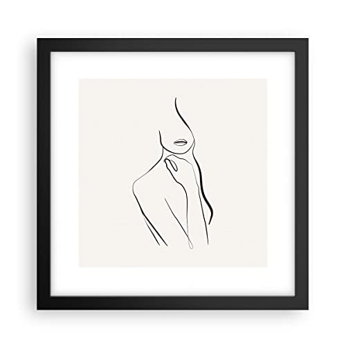 Wandposter Art Prints 30x30cm Poster Schwarzrahmen Frau Skizze Zeichnung Küche Wanddeko Bild Wand Kunstdruck Deko Wandbilder Dekoration Wohnzimmer Schlafzimmer Modern Wall Art Decor P2BAC30x30-5045 von ARTTOR