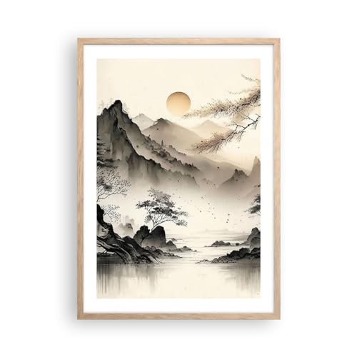 Wandposter Art Prints 50x70cm Poster Rahmen helle Eiche Asien Japan Sicht Küche Wanddeko Bild Wand Kunstdruck Deko Wandbilder Dekoration Wohnzimmer Schlafzimmer Modern Wall Art Decor - P2NPA50x70-5777 von ARTTOR