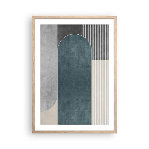 Wandposter Art Prints 50x70cm Poster Rahmen helle Eiche Minimalismus Formen Pastell Küche Wanddeko Bild Wand Kunstdruck Deko Wandbilder Dekoration Wohnzimmer Schlafzimmer Modern Wall P2NPA50x70-5639 von ARTTOR