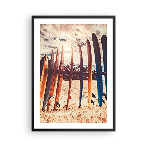 Wandposter Art Prints 50x70cm Poster Schwarzrahmen Surfen Strand Board Küche Wanddeko Bild Wand Kunstdruck Deko Wandbilder Dekoration Wohnzimmer Schlafzimmer Modern Wall Art Decor - P2BPA50x70-4992 von ARTTOR