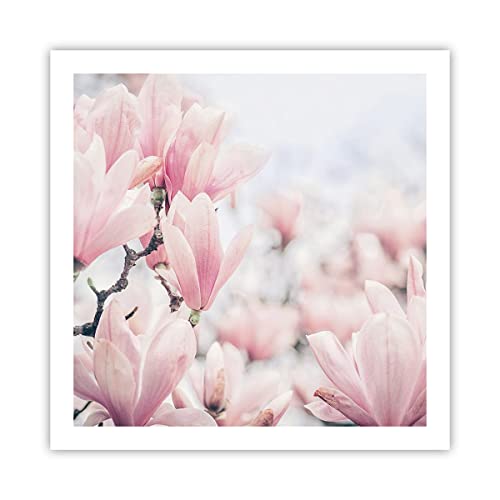 Wandposter Art Prints 60x60cm Poster ohne Rahmen Magnolie Blumen Rosa Küche Wanddeko Bild Wand Kunstdruck Deko Wandbilder Dekoration Wohnzimmer Schlafzimmer Modern Wall Art Decor P2XAC60x60-4396 von ARTTOR