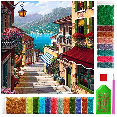 ARTULIO Diamond Painting Set 30x30 cm Romantische Gasse – 5D Diamant Painting Bilder Kinder mit Daiments Painting Zubehör für Kinder und Erwachsene - Crystal Art für Home Wand Deko von ARTULIO