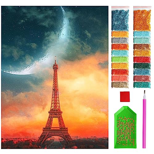 ARTULIO Diamond Painting Set 30x40cm Eiffelturm – 5D Diamant Painting Bilder Kinder mit Daiments Painting Zubehör für Kinder und Erwachsene - Crystal Art für Home Wand Deko von ARTULIO