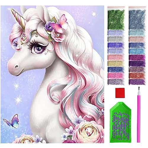 ARTULIO Diamond Painting Set 30x40cm Einhorn-Porträt – 5D Diamant Painting Bilder Kinder mit Daiments Painting Zubehör für Kinder und Erwachsene - Crystal Art für Home Wand Deko von ARTULIO