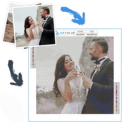 Diamond Painting Set 40x40cm Personalisieren Sie Ihr Foto - 5D Daiments Painting Zubehör - Crystal Art Wand Deko - diamond painting eigenes Foto fertigen personalisiert an von ARTULIO