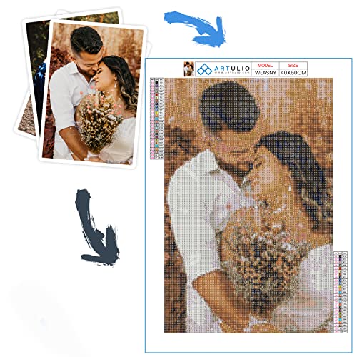 ARTULIO Diamond Painting Set 40x60cm Personalisieren Sie Ihr Foto - 5D Daiments Painting Zubehör - Crystal Art Wand Deko - Ihr eigenes Foto fertigen personalisiert an von ARTULIO