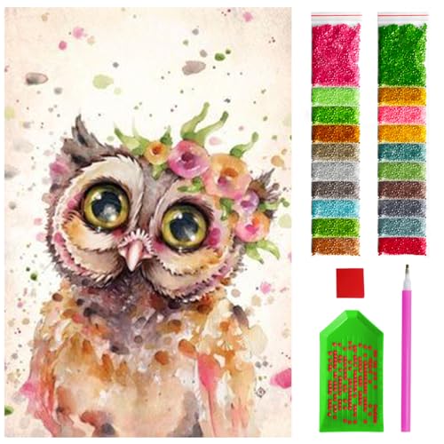 ARTULIO Diamond Painting Set - Farbenprächtige Eule mit Blumen - 40x60 cm - Groß XXL - 5D Diamant Painting Bilder DIY, Diamond Painting Erwachsene von ARTULIO