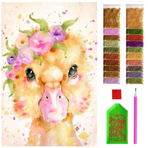 ARTULIO Diamond Painting Set - Farbenprächtiges Entlein mit Blumen - 40x60 cm - Groß XXL - 5D Diamant Painting Bilder DIY, Diamond Painting Erwachsene von ARTULIO