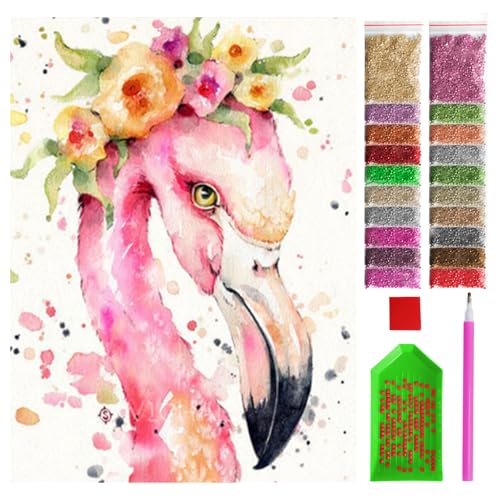 ARTULIO Diamond Painting Set - Flamingo mit Blumen - 30x40 cm – 5D Diamant Painting Bilder DIY, Diamond Painting Erwachsene ARTULIO Diamond Painting Set - Flamingo mit Blumen - 30x40 cm – 5D Diamant Painting Bilder DIY, Diamond Painting Erwachsene von ARTULIO