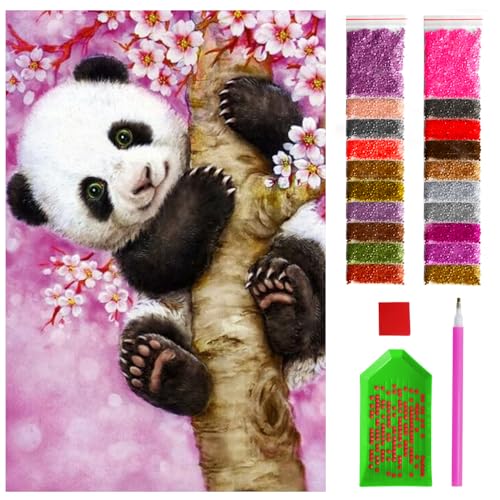 ARTULIO Diamond Painting Set - Panda auf blühendem Baum - 40x60 cm - Groß XXL - 5D Diamant Painting Bilder DIY, Diamond Painting Erwachsene von ARTULIO
