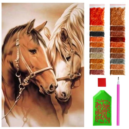 ARTULIO Diamond Painting Set - Sich umarmende Pferde - 40x60 cm - Groß XXL - 5D Diamant Painting Bilder DIY, Diamond Painting Erwachsene von ARTULIO