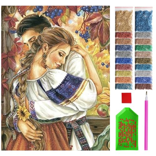 ARTULIO Diamond Painting Set - Slawisches Paar in herbstlicher Anordnung - 30x40 cm – 5D Diamant Painting Bilder DIY, Diamond Painting Erwachsene von ARTULIO