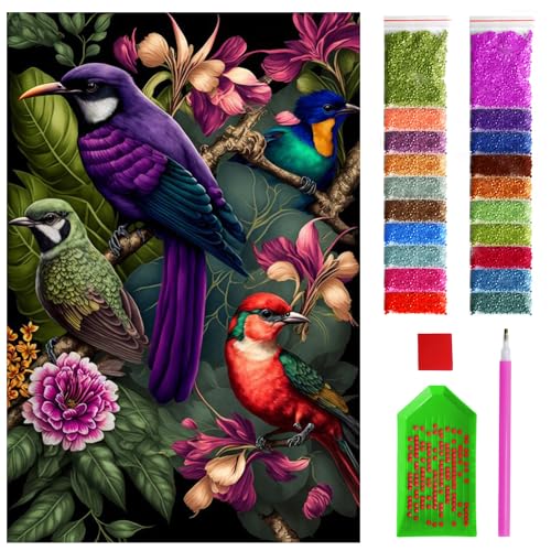 ARTULIO Diamond Painting Set - Vögel auf blühendem Zweig sitzend - 40x60 cm - Groß XXL - 5D Diamant Painting Bilder DIY, Diamond Painting Erwachsene von ARTULIO