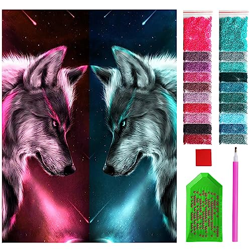 ARTULIO Diamond Painting Wolf Set – 5D Diamant Painting Bilder 30x40 cm mit Diamond Painting Zubehör für Kinder und Erwachsene - Crystal Art für Home Wand Deko von ARTULIO