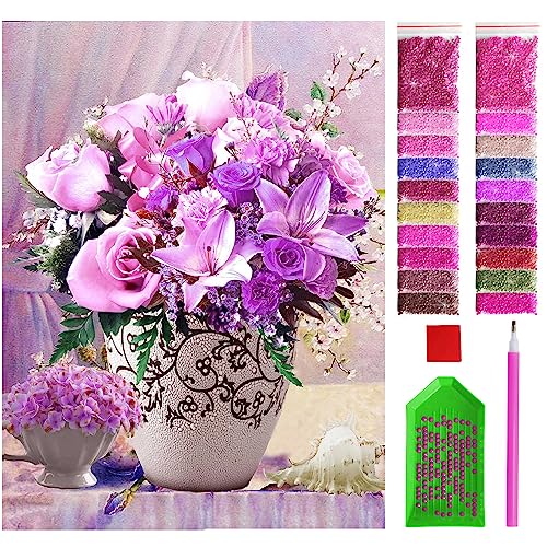 ARTULIO Diamond Painting Set 30x40cm Blumenstrauß – 5D Diamant Painting Bilder Kinder mit Daiments Painting Zubehör für Kinder und Erwachsene - Crystal Art für Home Wand Deko von ARTULIO