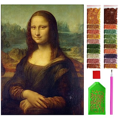 ARTULIO Diamond Painting Set Mona Lisa – 5D Diamant Painting Bilder Kinder 30x40 cm mit Diamond Painting Zubehör für Kinder und Erwachsene - Crystal Art von ARTULIO