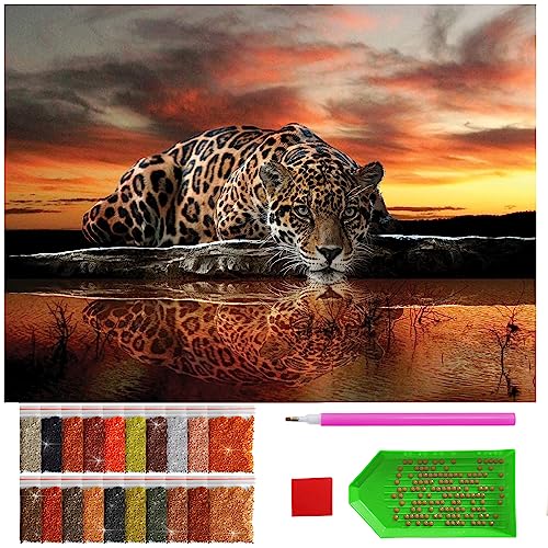 ARTULIO Diamond Painting Set - Tiger bei Sonnenuntergang - 30x40 cm – 5D Diamant Painting Bilder DIY, Diamond Painting Erwachsene von ARTULIO