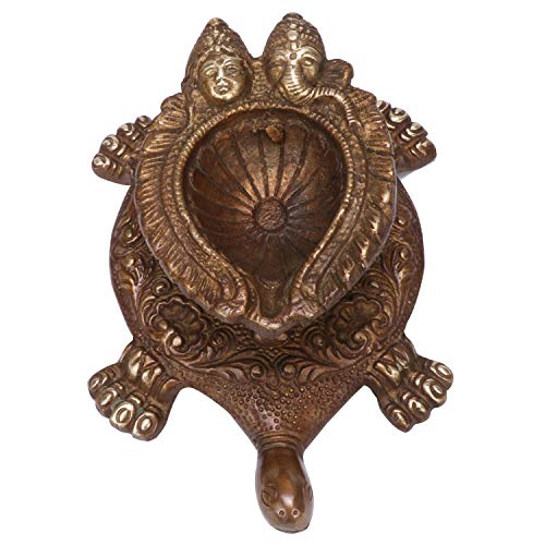Artvarko Messing Metall Schildkröte Öl Diya für Zuhause Galerie Eingang Dekor Diwali Dekorativer Tisch Deepak Deepam Geschenk Großer Katori Tempel Mandir Anbetung von ARTVARKO
