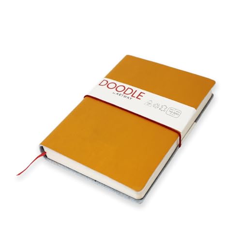 Artway Indigo Doodle - Senffarben Leder Journal/Skizzenbuch - 175mm x 125mm - 164 Blätter/82 Seiten aus 150gsm Kartuschenpapier von ARTWAY