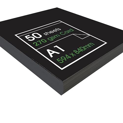 Artway - Recycelter Karton - 270 g/m² - Größe A1, A2 & A3 - Schwarz - A1 - 50 Blatt, Metallisch von ARTWAY