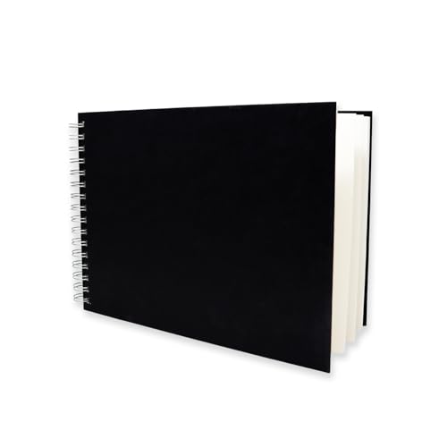 Artway Studio - Spiralgebundenes A4 Mischtechnik-Skizzenbuch - Querformat - 60 Seiten/30 Blätter aus 240gsm Multimedia-Papier - Schwarzes Skizzenbuch mit festem Einband, Schwarz von ARTWAY