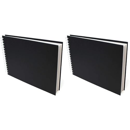 Artway Studio - Skizzenbuch mit Spiralbindung - säurefreies Zeichenpapier - Hardcover - 48 Blatt mit 170 g/m² - A4 Querformat (Packung mit 2) von ARTWAY