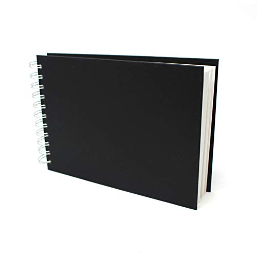 Artway Studio - Spiralgebundenes A5-Skizzenbuch - Querformat - 96 Seiten/48 Blätter aus 170 gsm Papier - Schwarzes Skizzenbuch mit festem Einband, Schwarz von ARTWAY