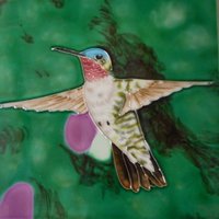 Kolibri, Handbemalte Keramikfliese 15 X cm Mit Staffelei-Rückseite von ARTWORKSONTILE