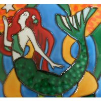 Meerjungfrau Handbemalte Keramikkunstfliese 6x6 Zoll von ARTWORKSONTILE