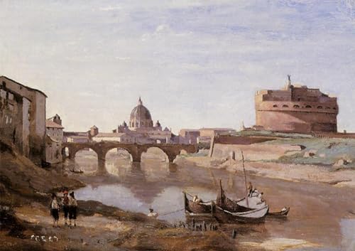ARTXLXXBN Bekannt Dekoration Wandbild Malerei Wandkunst Schloss Sant'angelo Von Jean-baptiste-camille Corot Tierische Bilder für Schlafzimmer Home Decor 60x90cm von ARTXLXXBN