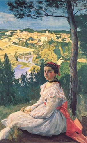 ARTXLXXBN Bekannt Gemälde Fotodruck Malerei Poster Blick auf das dorf von frederic bazille Modem-Grafik für Wohnzimmerdekoration 60x90cm von ARTXLXXBN