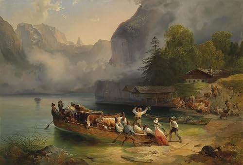 ARTXLXXBN Bekannt Gemälde Fotodruck Malerei Poster Königssee von Friedrich Gauermann Modem-Grafik für Wohnzimmerdekoration 60x90cm von ARTXLXXBN