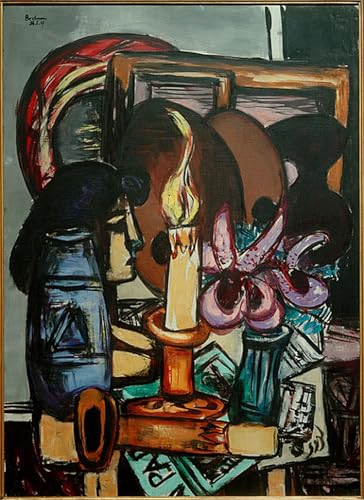 ARTXLXXBN Bekannt Gemälde Fotodruck Malerei Poster Stillleben Mit Zwei Großen Kerzen Von Max Beckmann Modem-Grafik für Wohnzimmerdekoration 60x90cm von ARTXLXXBN